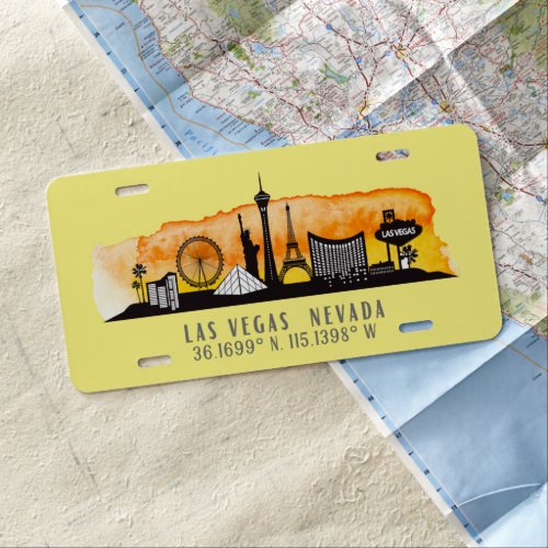 Las Vegas Skyline Latitude   License Plate