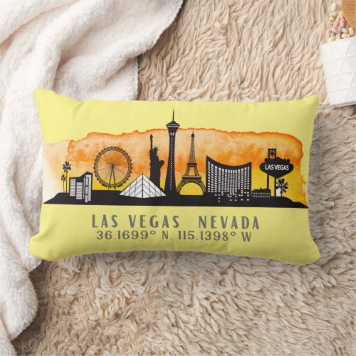 Las Vegas Skyline Latitude  Lumbar Pillow