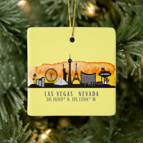 Las Vegas Skyline Latitude Personalized Ceramic Ornament