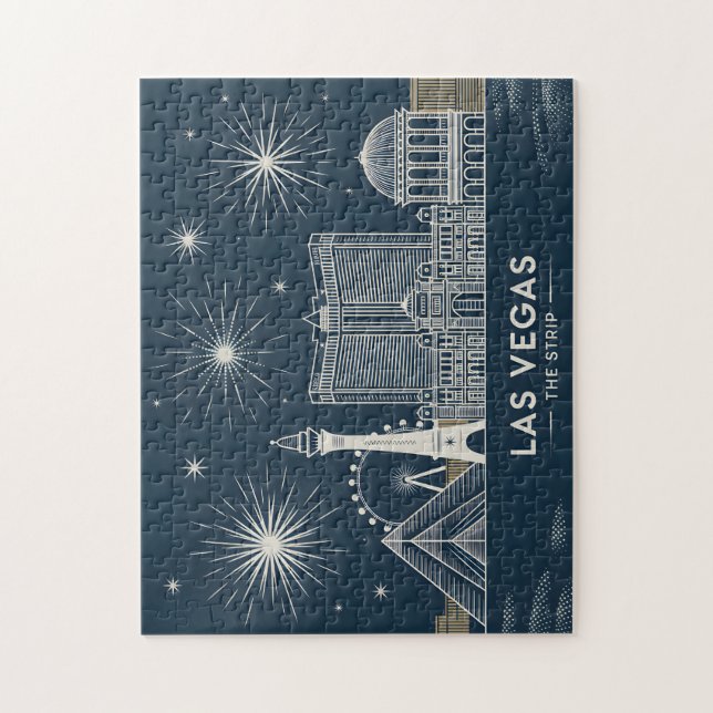 Las Vegas Skyline Minimalist Line Art Cityscape Jigsaw Puzzle (Vertical)