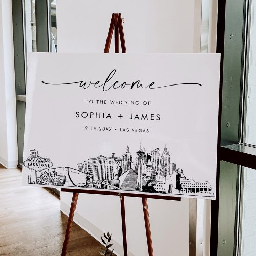 Las Vegas Skyline Modern Wedding Welcome Foam Board