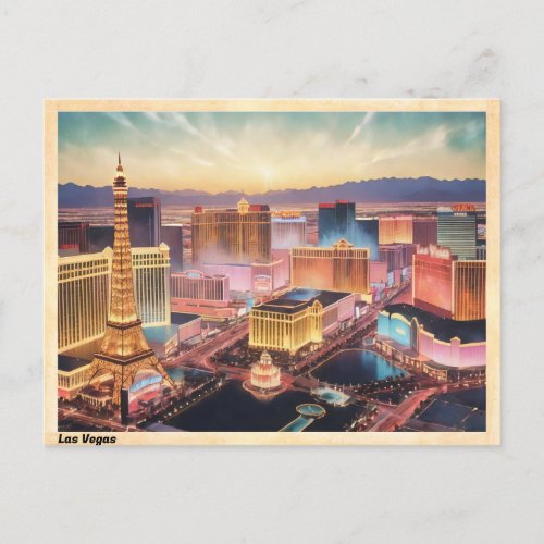 Las Vegas Skyline Vintage Postcard