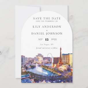Las Vegas Skyline Watercolor Photo Wedding Arch Save The Date