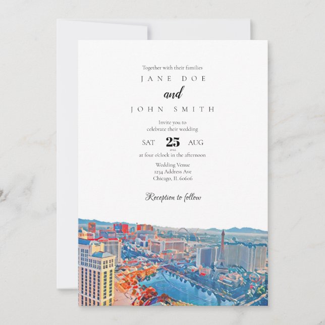 Las Vegas Skyline Wedding Invitation (Front)