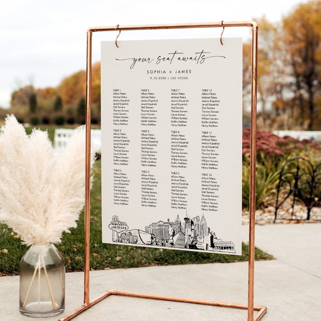 Las Vegas Skyline Wedding Seating Chart 18x24 Foam Board (Creator Uploaded)
