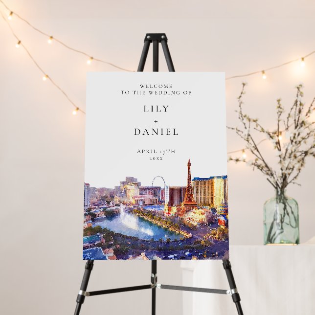 Las Vegas Skyline Wedding Welcome Sign (In Situ (Stand))