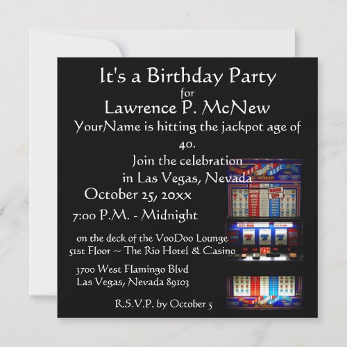Las Vegas  Slot Machine Birthday Party Invitation