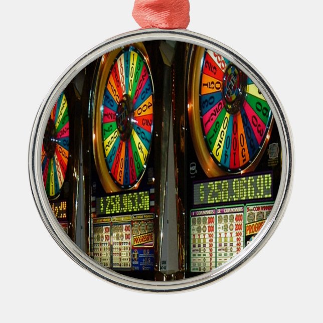 Las Vegas Slot Machines Metal Ornament (Front)