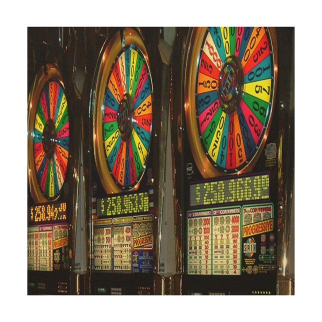 Las Vegas Slot Machines Wood Wall Art (Front)