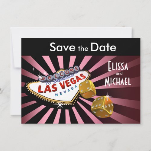 Las Vegas Starburst Save the Date pink black gold