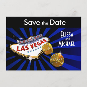 Las Vegas Starburst Save the Date royal blue black