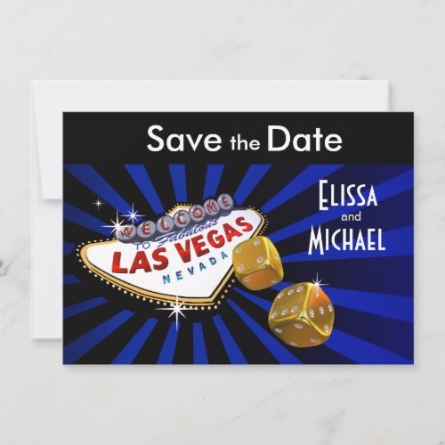 Las Vegas Starburst Save the Date royal blue black