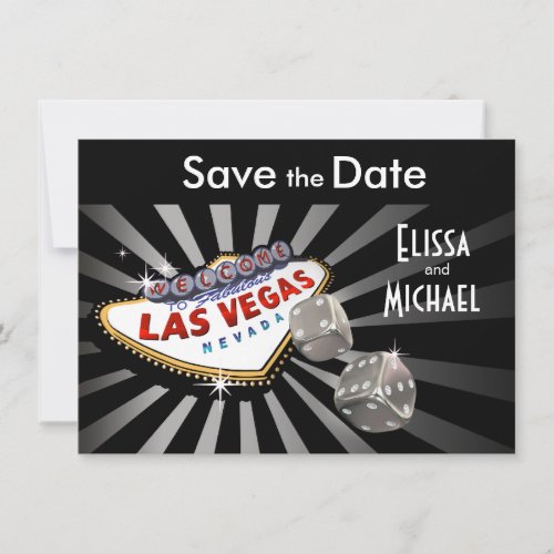 Las Vegas Starburst Save the Date silver black