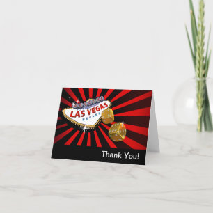 Las Vegas Starburst Thank You red black gold Card
