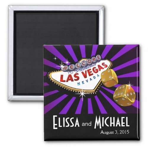 Las Vegas Starburst Wedding Favor purple black Magnet