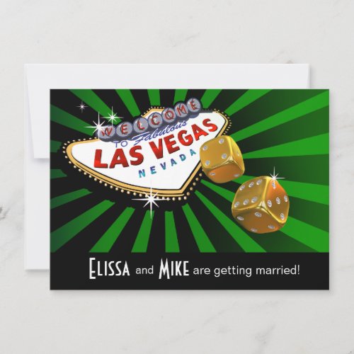 Las Vegas Starburst Wedding green black gold Invitation
