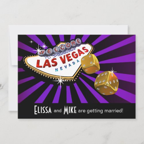 Las Vegas Starburst Wedding purple black gold Invitation