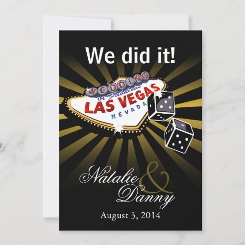 Las Vegas Starburst Wedding Reception gold black Announcement