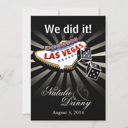 Las Vegas Starburst Wedding Reception silver black Invitation