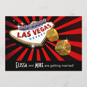 Las Vegas Starburst Wedding red black gold Invitation