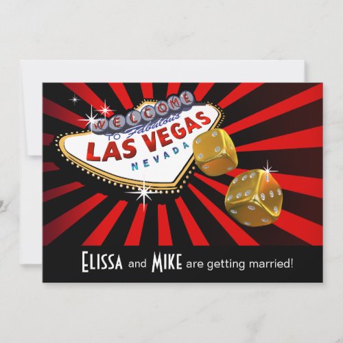 Las Vegas Starburst Wedding red black gold Invitation