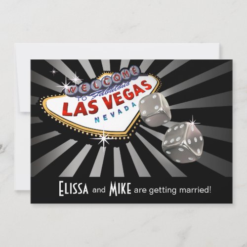 Las Vegas Starburst Wedding silver black Invitation