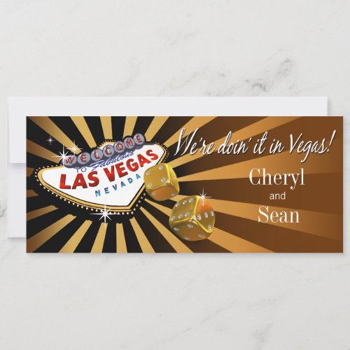 Las Vegas Starburst Wedding topaz black gold Invitation