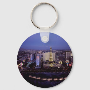 Las Vegas Strip Aerial View Casino Gambling City Keychain