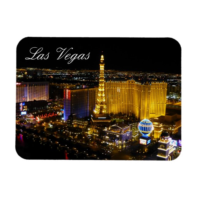 Las Vegas Strip, Aerial View, Night Lights Magnet (Horizontal)