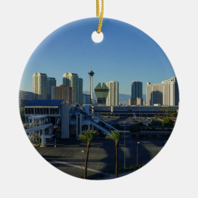 Las Vegas Strip Ahead Ceramic Ornament (Front)