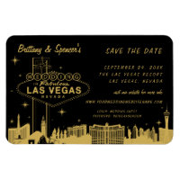 Las Vegas Strip Black and Gold Save the Date