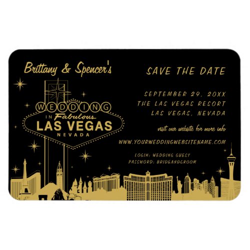 Las Vegas Strip Black and Gold Save the Date Magnet