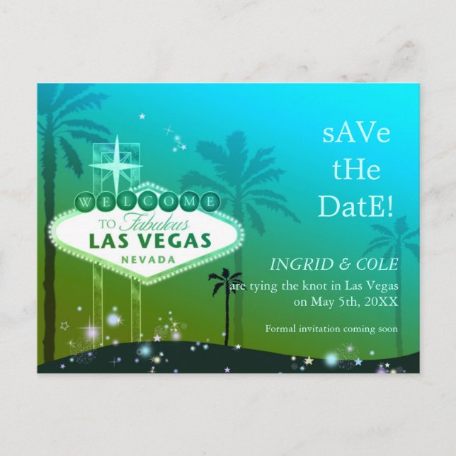 Las Vegas Strip Chic Wedding Save the Date Announcement Postcard (Front)