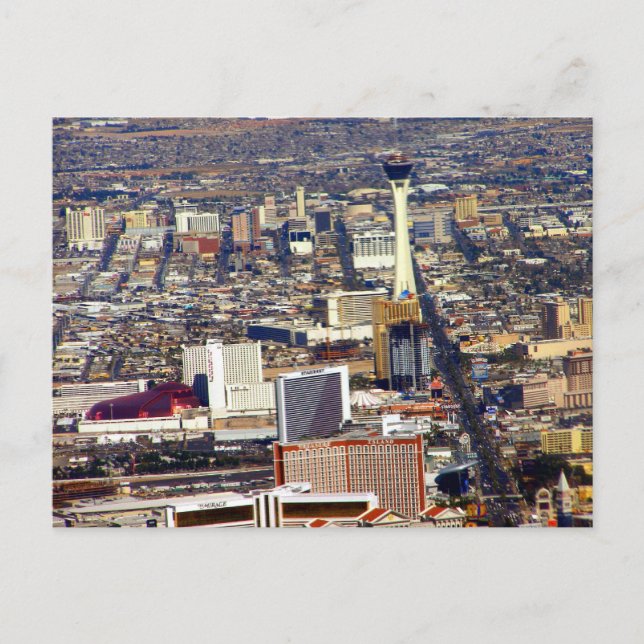 Las Vegas Strip & Downtown Aerial Picture Postcard (Front)
