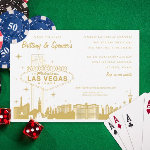 Las Vegas Strip Gold Wedding Invitation