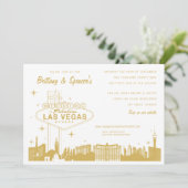 Las Vegas Strip Gold Wedding Invitation (Standing Front)