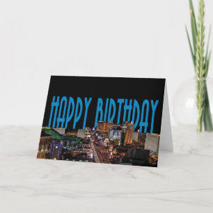 Las Vegas Strip Happy Birthday Card BLUE