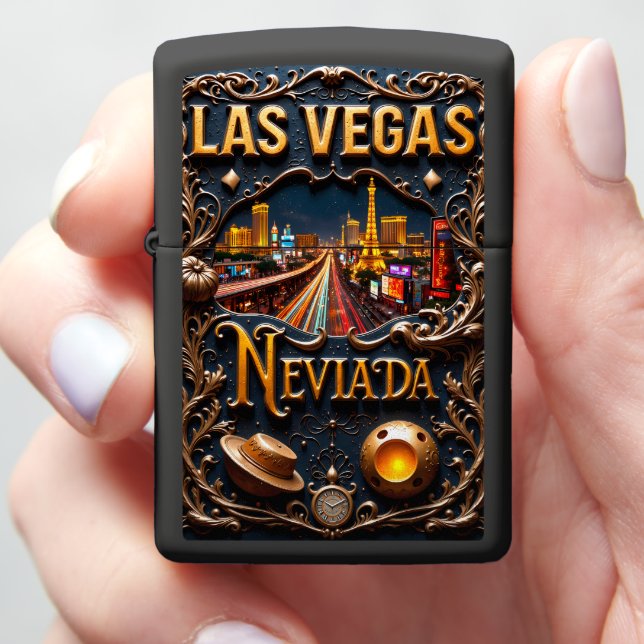 Las Vegas Strip Light Trails Zippo Lighter (In Hand)