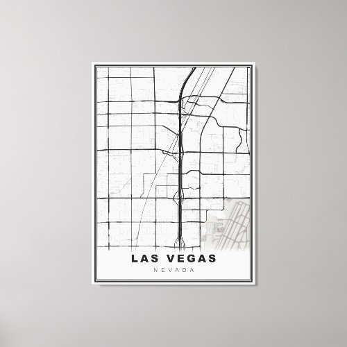 Las Vegas Strip Map Canvas Print