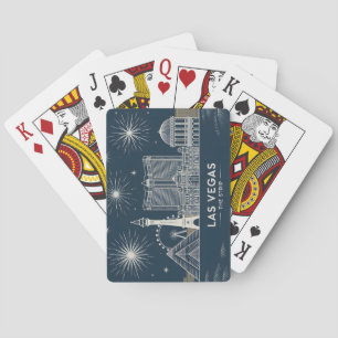 Las Vegas Strip Nevada Skyline Line Art Cityscape Poker Cards