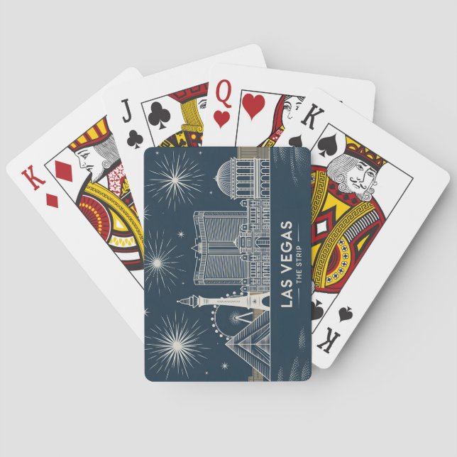Las Vegas Strip Nevada Skyline Line Art Cityscape Poker Cards (Back)