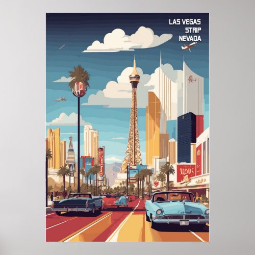 Las Vegas Strip Nevada Travel Poster Wall Art
