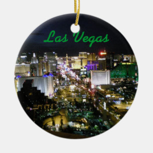Las Vegas Strip Photo at Night Ceramic Ornament