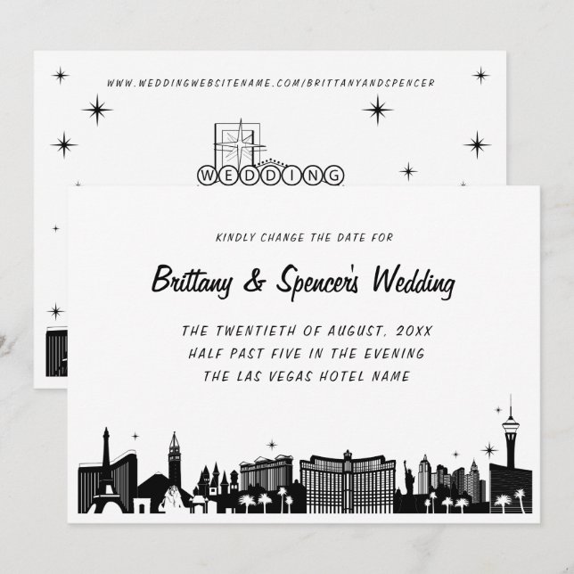 Las Vegas Strip Skyline Change the Date Invitation (Front/Back)
