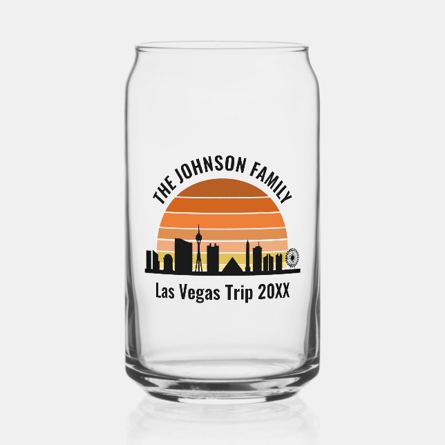 Las Vegas Strip Sunset Custom Vacation Can Glass (Front)