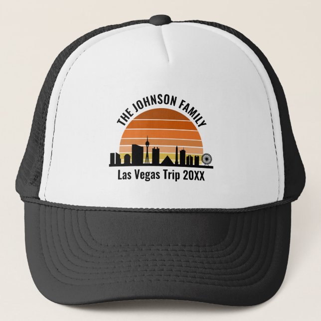 Las Vegas Strip Sunset Custom Vacation Trucker Hat (Front)