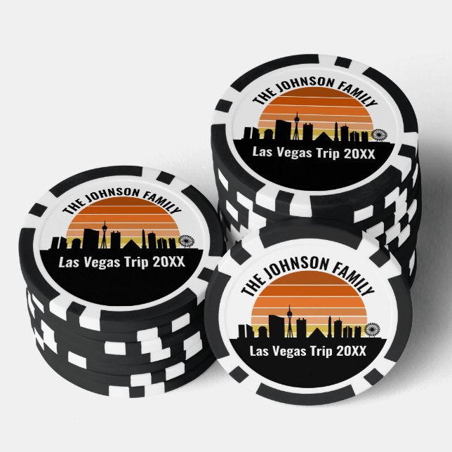 Las Vegas Strip Sunset Customized Party Poker Chips (Stack)