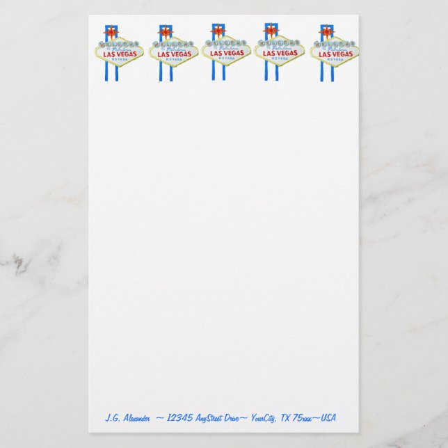 Las Vegas Strip Welcome Sign Stationery (Front)