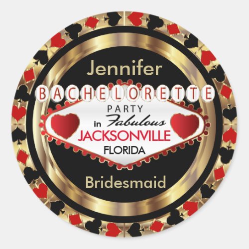 Las Vegas Style Bachelorette Party _ Red Classic Round Sticker