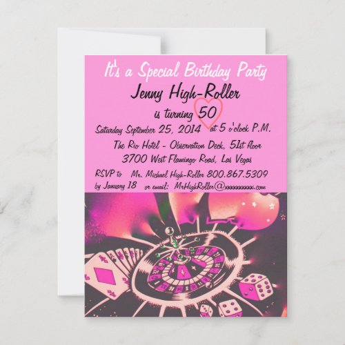 Las Vegas Style Birthday Party Custom Invites
